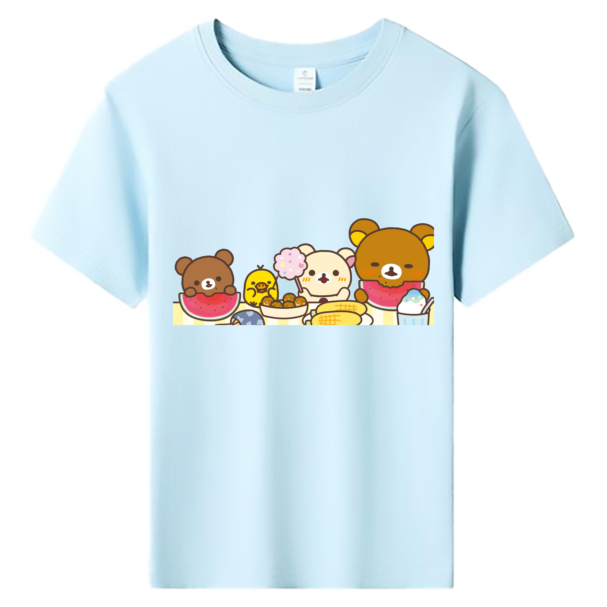 （画像用） リラックマ リラックマ キイロイトリ Rilakkuma Korilakkuma Kiiroitori 綿100％キッズTシャツ（フロントプリント）